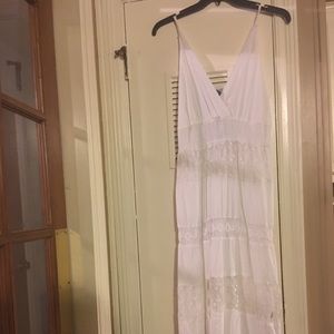 White Lace Detail Maxi Dress